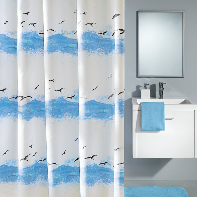 Kleine Wolke Douchegordijn Seaside blauw 180x200cm