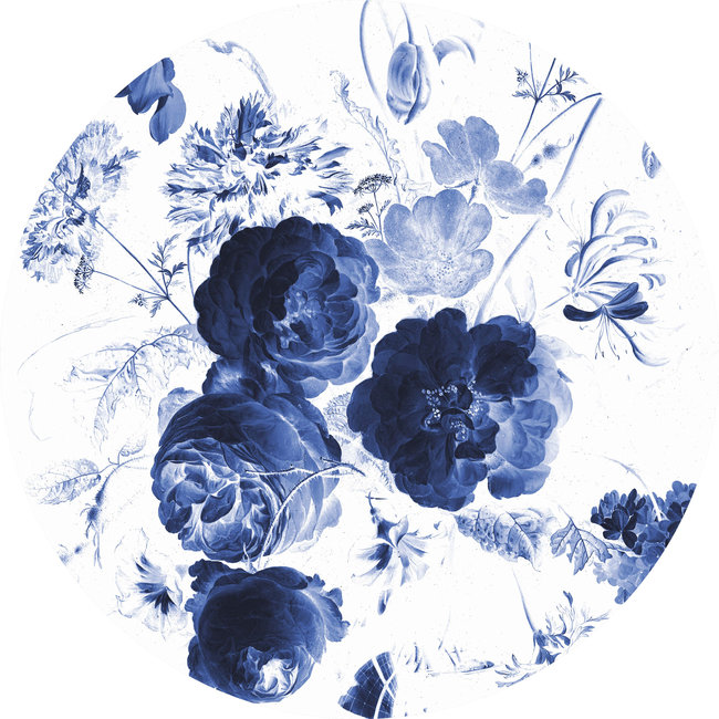 KEK circle Royal Blue Flowers - 190cm - CK-001