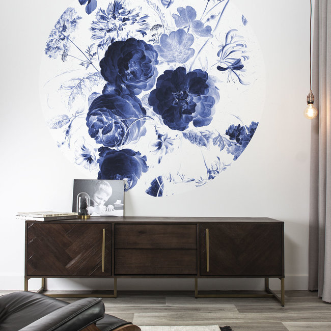 KEK circle Royal Blue Flowers - 190cm - CK-001