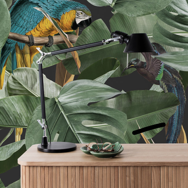 KEK Botanical Birds black 2d - 97,4x280cm - WP-579