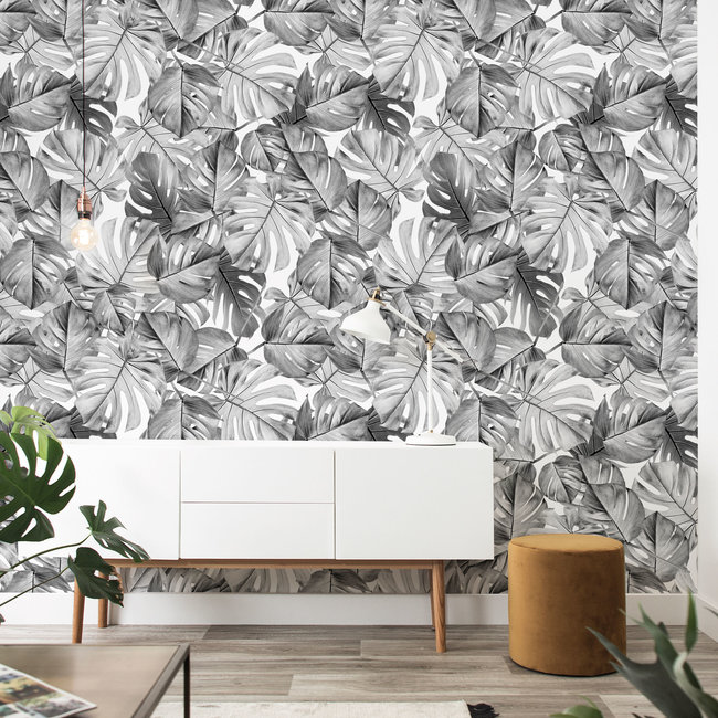 KEK Monstera black & white 2d - 97,4x280cm - WP-583