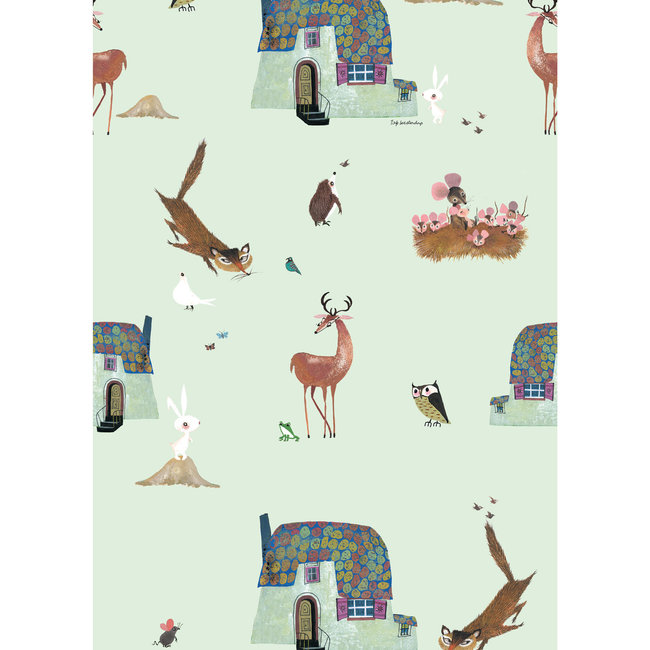 KEK Forest Animals groen 2d - 97,4x280cm - WP-101