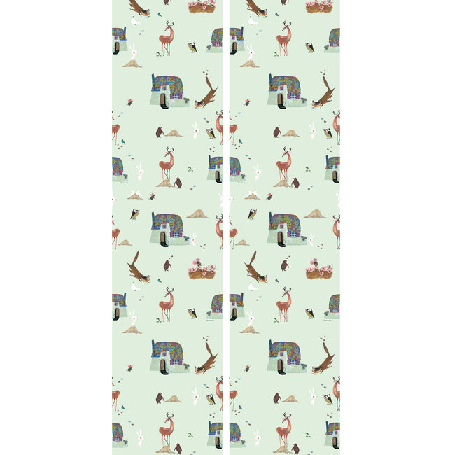 KEK Forest Animals groen 2d - 97,4x280cm - WP-101
