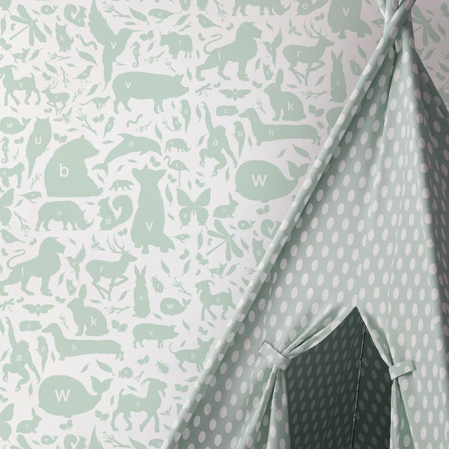 KEK animal alphabet groen 3d - 146,1x280cm - WP-044