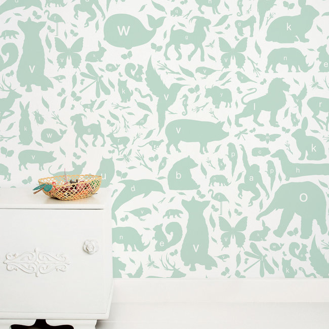 KEK animal alphabet groen 3d - 146,1x280cm - WP-044