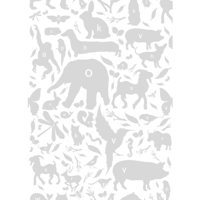 KEK animal alphabet grijs 3d - 146,1x280cm - WP-045