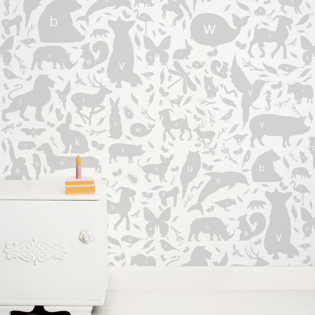 KEK animal alphabet grijs 3d - 146,1x280cm - WP-045