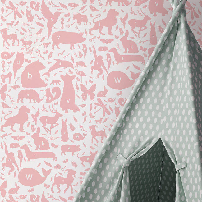 KEK animal alphabet roze 3d - 146,1x280cm - WP-047