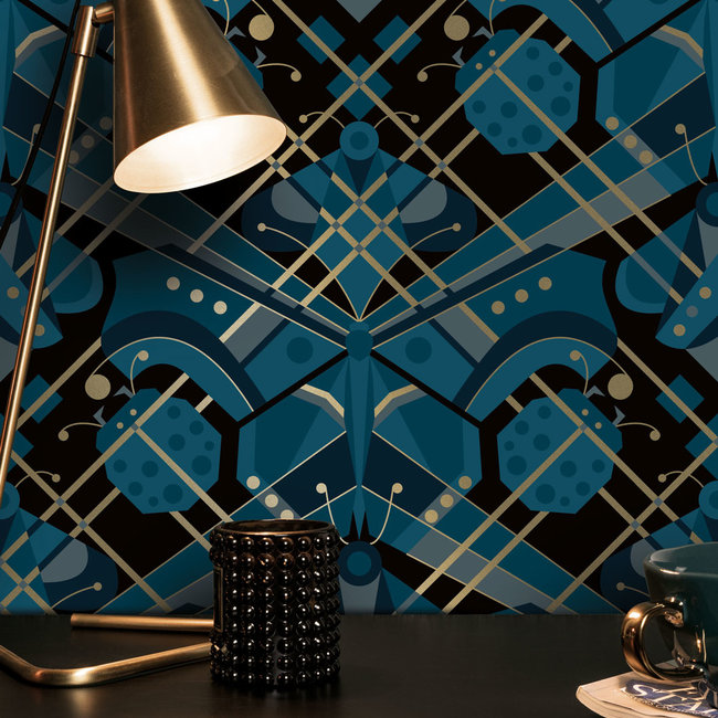 Kek Gold Butterfly blue 50cmx10m - 10mx50cm - MW-007