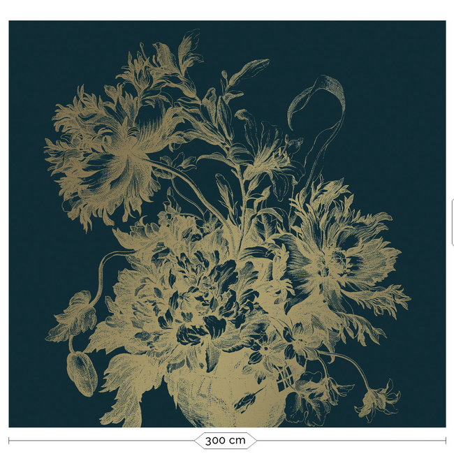 KEK Amsterdam Wallmural Gold Engraved Flowers blue - div.afm.