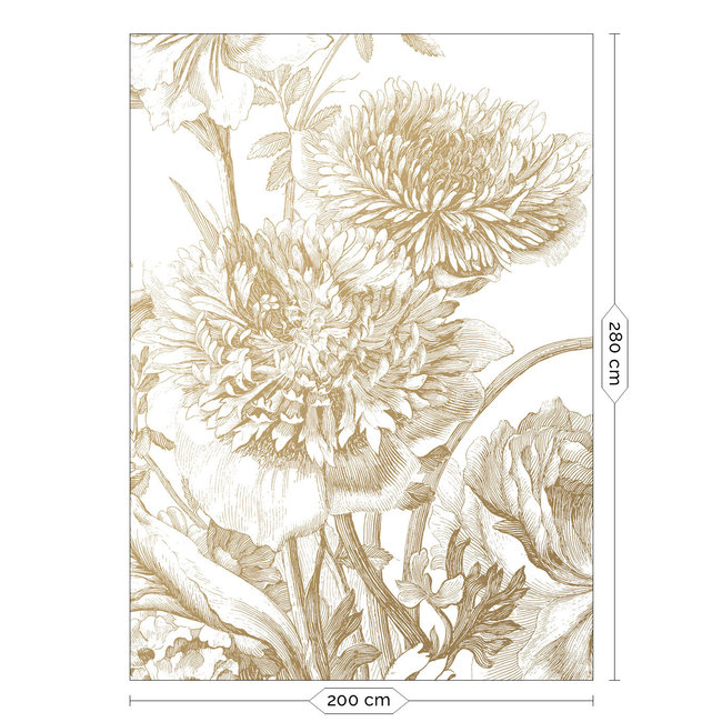 KEK Amsterdam Wallmural Gold Engraved Flowers white - div.afm.