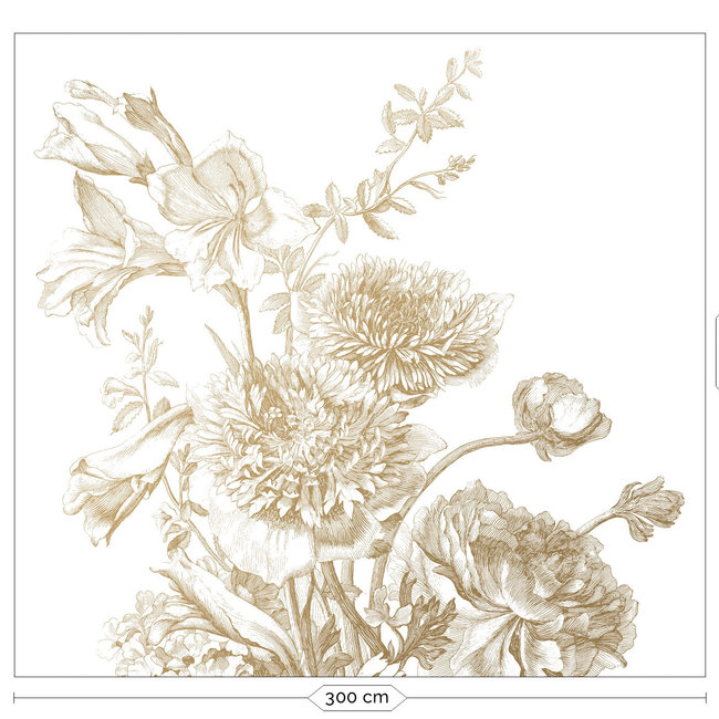 KEK Amsterdam Wallmural Gold Engraved Flowers white - div.afm.