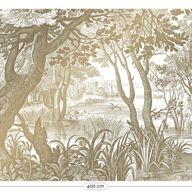 KEK Amsterdam Wallmural Gold Engraved Landscapes white - div.afm.