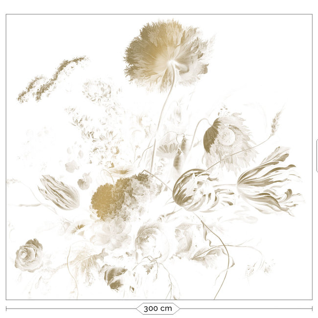 KEK Amsterdam Wallmural Gold Golden Age Flowers white - div.afm.