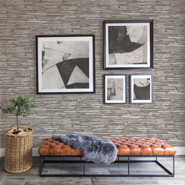 Dutch Wallcoverings Trilogy Stacked slate taupe  - vliesbehang - 10mx53cm - 25370