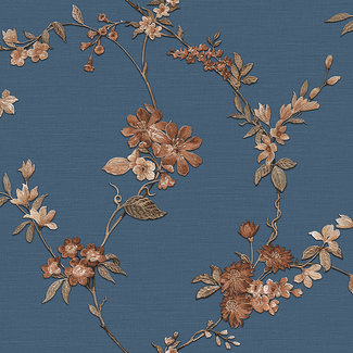 Dutch Wallcoverings Fabric Touch flower dark blue  - FT221215