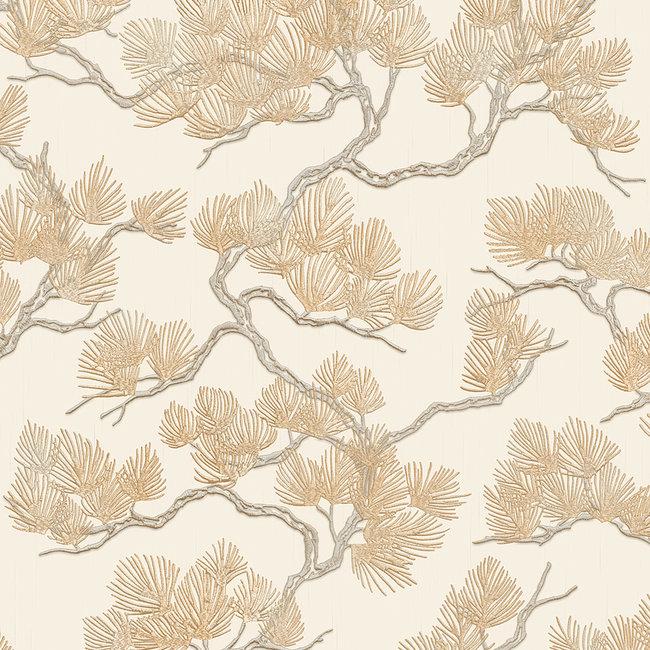 Dutch Wallcoverings Wall Fabric pine tree cream - vliesbehang - 10mx53cm - WF121012