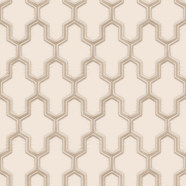 Dutch Wallcoverings Wall Fabric geometric cream - vliesbehang - 10mx53cm - WF121022