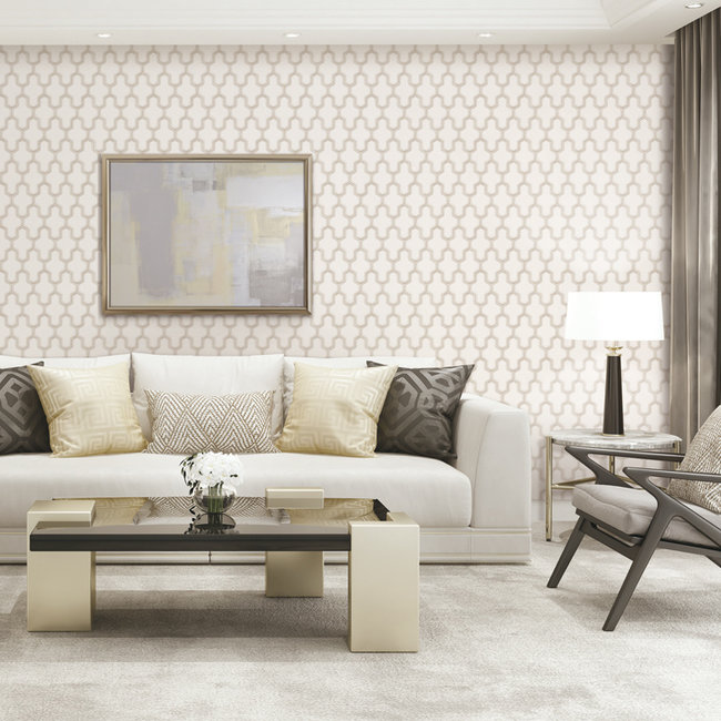 Dutch Wallcoverings Wall Fabric geometric cream - vliesbehang - 10mx53cm - WF121022