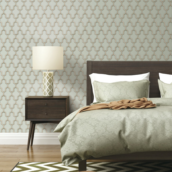 Dutch Wallcoverings Wall Fabric geometric green - vliesbehang - 10mx53cm - WF121023