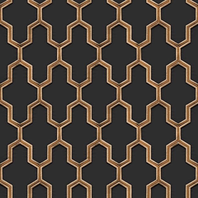 Dutch Wallcoverings Wall Fabric geometric black - vliesbehang - 10mx53cm - WF121025