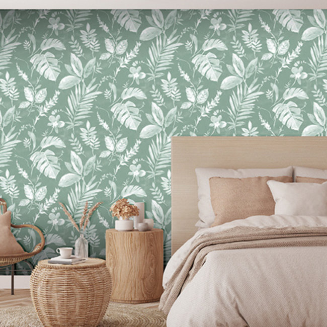 Dutch Wallcoverings Eden bladeren groen - vliesbehang - 10mx53cm - L98904