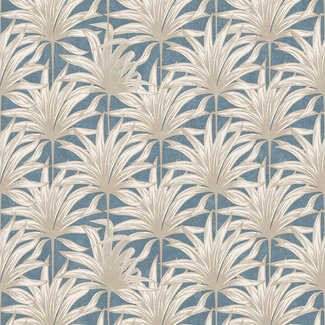 Dutch Wallcoverings Vliesbehang - Eden palm blauw/grijs - M32201