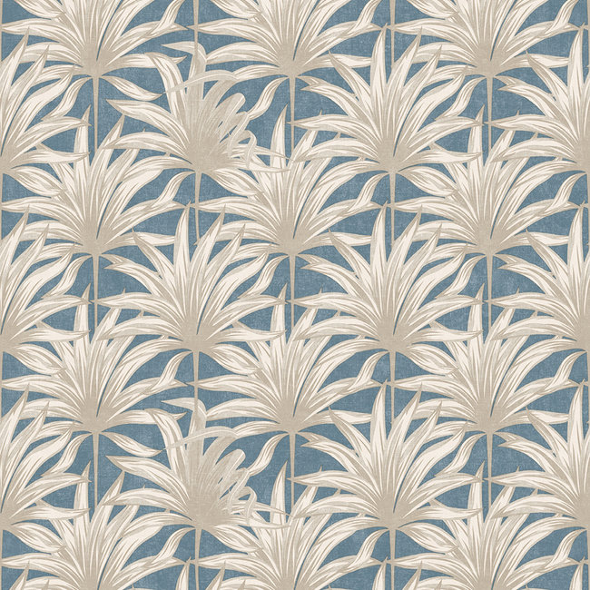 Dutch Wallcoverings Eden palm blauw/grijs - vliesbehang - 10mx53cm - M32201