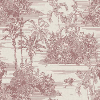 Dutch Wallcoverings Vliesbehang - Eden tropisch tafereel beige/rood - M37310