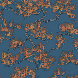 Dutch Wallcoverings Wall Fabric pine tree blue  - WF121017