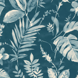 Dutch Wallcoverings Vliesbehang - Eden bladeren blauw - L98901