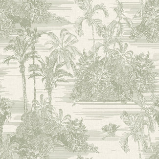 Dutch Wallcoverings Eden tropisch tafereel grijs/groen - M37304