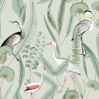 Dutch Wallcoverings Eden flamingo/reiger mint - M37404