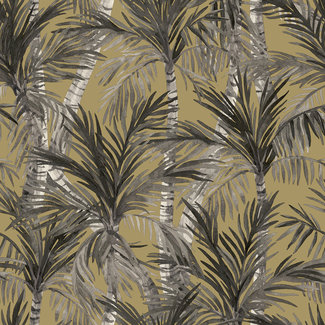 Dutch Wallcoverings Vliesbehang - Eden palmbomen goud/zwart - M37902