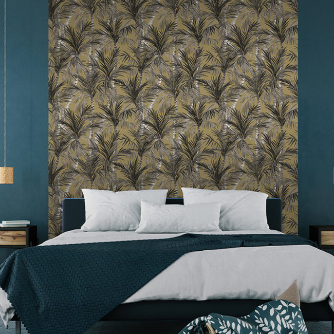 Dutch Wallcoverings Eden palmbomen goud/zwart - vliesbehang - 10mx53cm - M37902