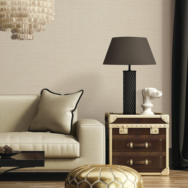 Dutch Wallcoverings Wall Fabric linen dark cream - vliesbehang - 10mx53cm - WF121058