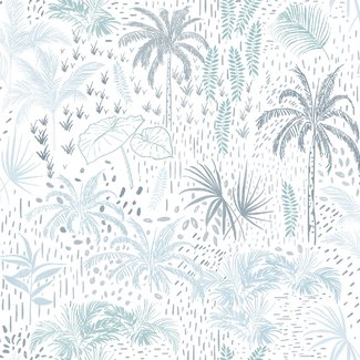 Dutch Wallcoverings Arty Palm trees wit/blauw - A831-01