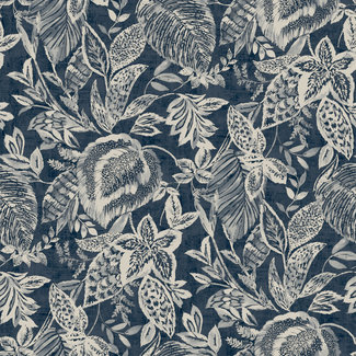 Dutch Wallcoverings Vliesbehang - Nomad Mae donkerblauw/grijs - 171801