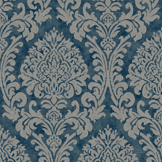 Dutch Wallcoverings Nomad Chenille Damask blauw/grijs - A50101