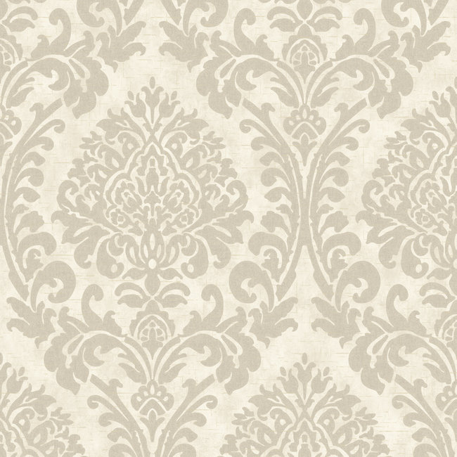 Dutch Wallcoverings Nomad Chenille Damask licht beige - Vliesbehang - 10m x 53cm - A50103
