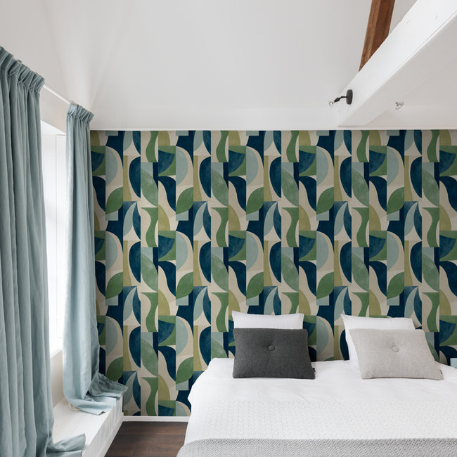 Dutch Wallcoverings Nomad Dufy groen/blauw - Vliesbehang - 10m x 53cm - A50601