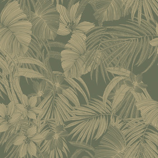 Dutch Wallcoverings Vliesbehang - Nomad Joelle groen/goud - A51302