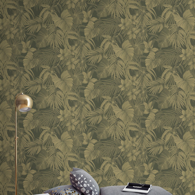 Dutch Wallcoverings Nomad Joelle groen/goud - Vliesbehang - 10m x 53cm - A51302