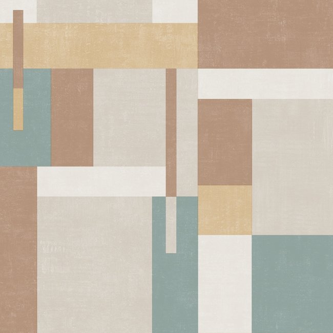 Dutch Wallcoverings Arty Blocks grijs/beige/blauwgroen - Vliesbehang - 10m x 53cm - M270-02