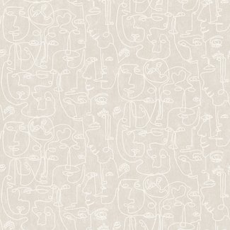 Dutch Wallcoverings Vliesbehang - Arty Faces beige/wit - M412-07