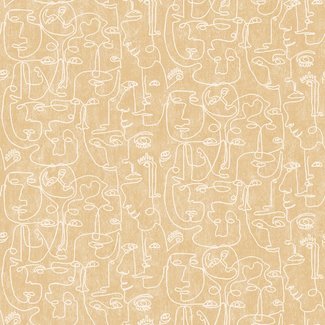 Dutch Wallcoverings Arty Faces oker/wit - M412-12