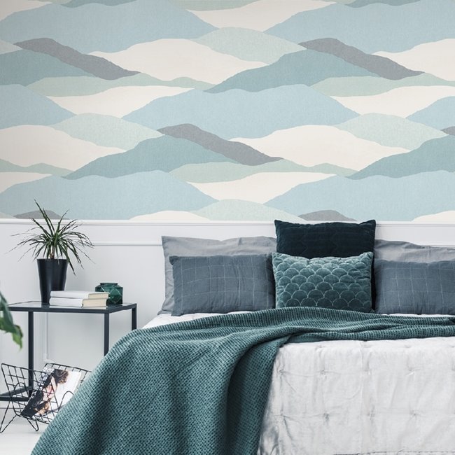 Dutch Wallcoverings Arty Abstract hills blauw - Vliesbehang - 10m x 53cm - M451-01