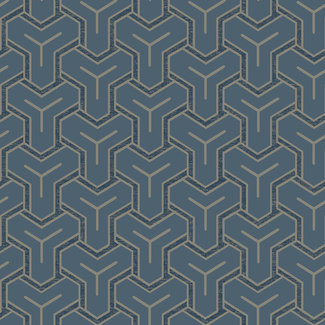 Dutch Wallcoverings Onyx dessin donkerblauw/zwart/beige - M262-01