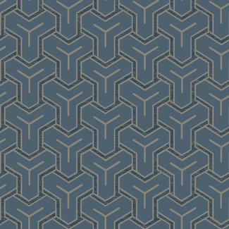 Dutch Wallcoverings Vliesbehang - Onyx dessin donkerblauw/zwart/beige - M262-01