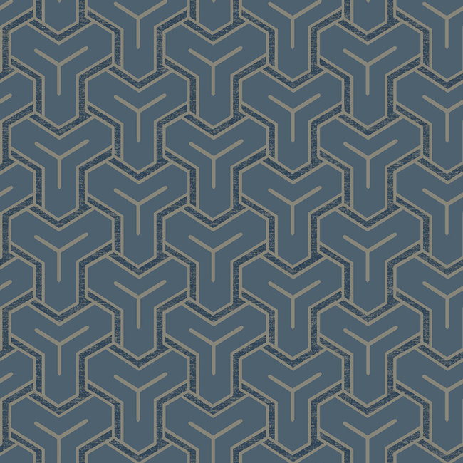 Dutch Wallcoverings Onyx dessin donkerblauw/zwart/beige - Vliesbehang - 10m x 53cm - M262-01